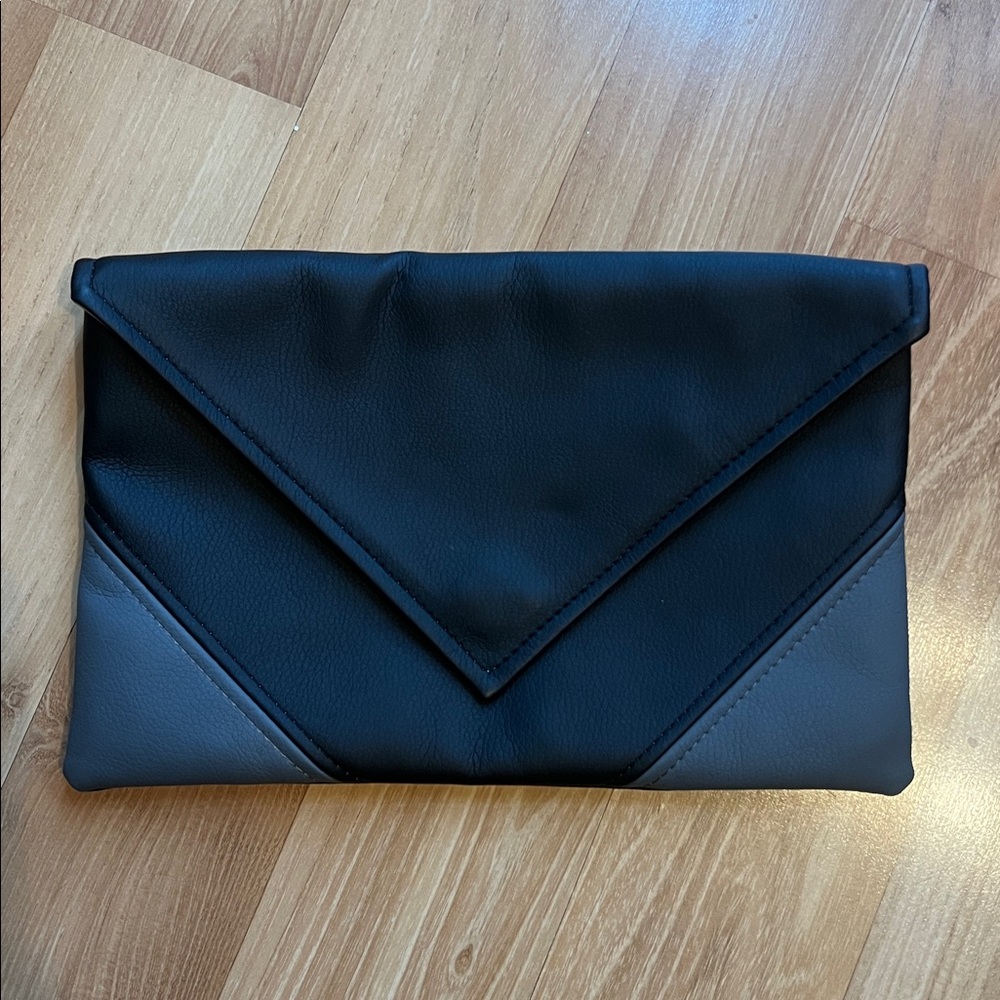 Luda Melnick Black and Gray Faux Leather Bag Purse Clutch